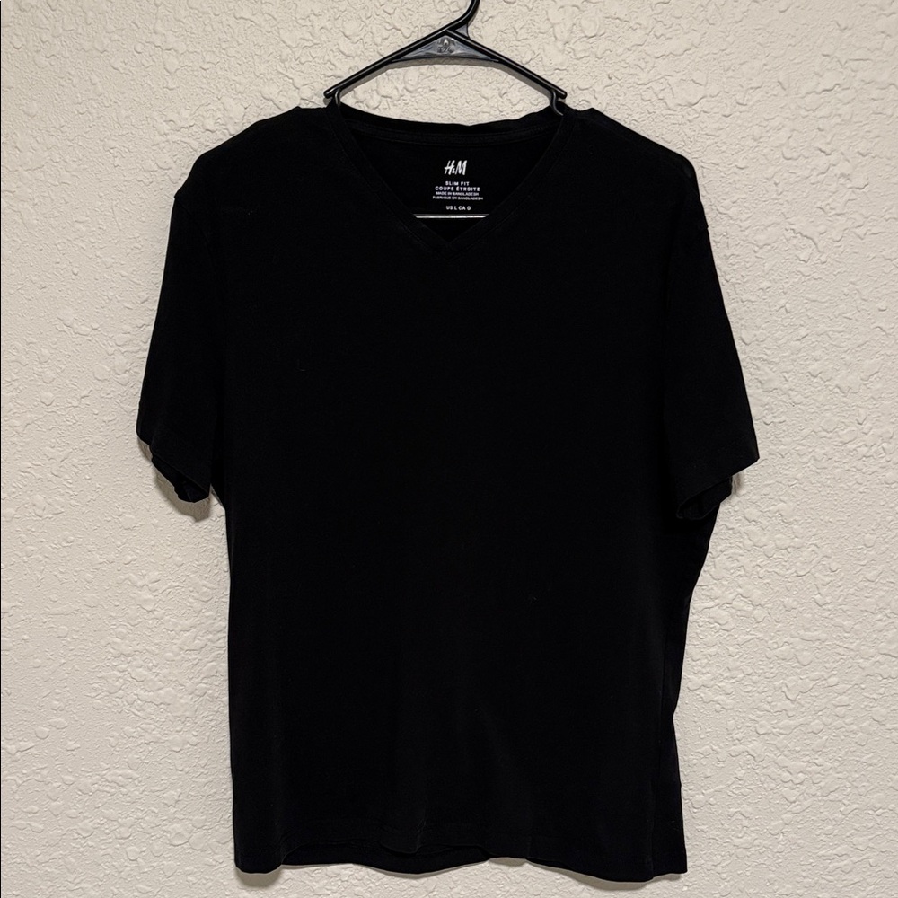 H&M Jet Black V-Neck Tee